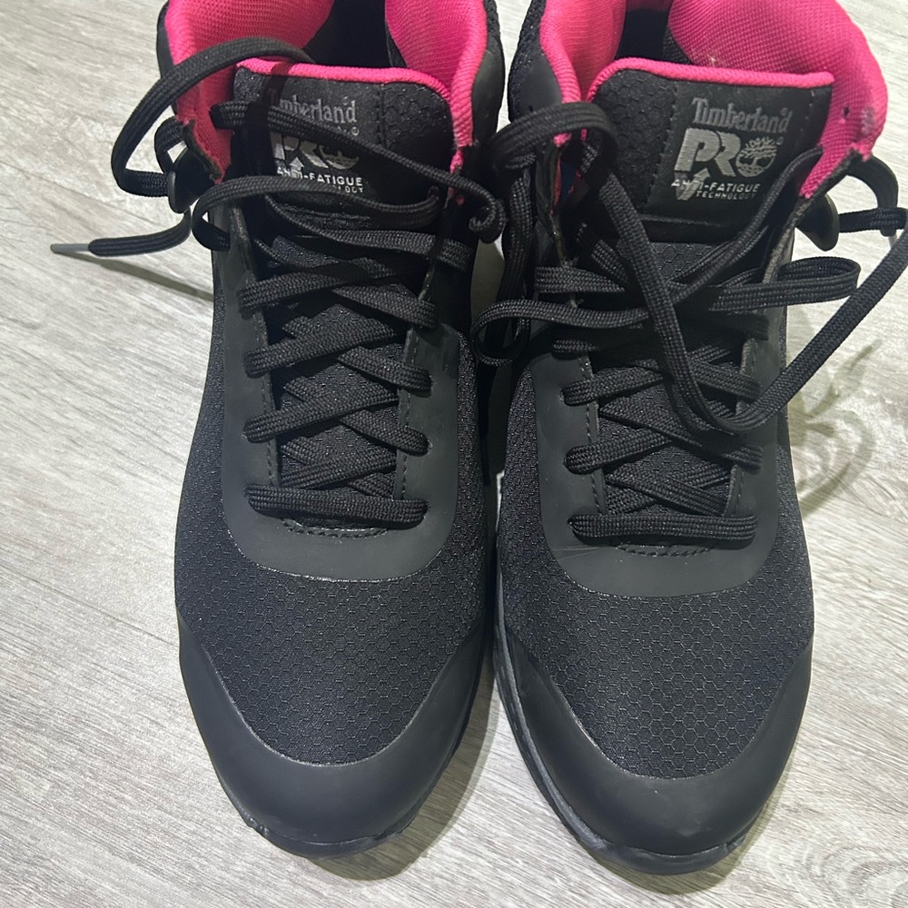 Timberland Women's Black and Pink Athletic Steel toe shoes